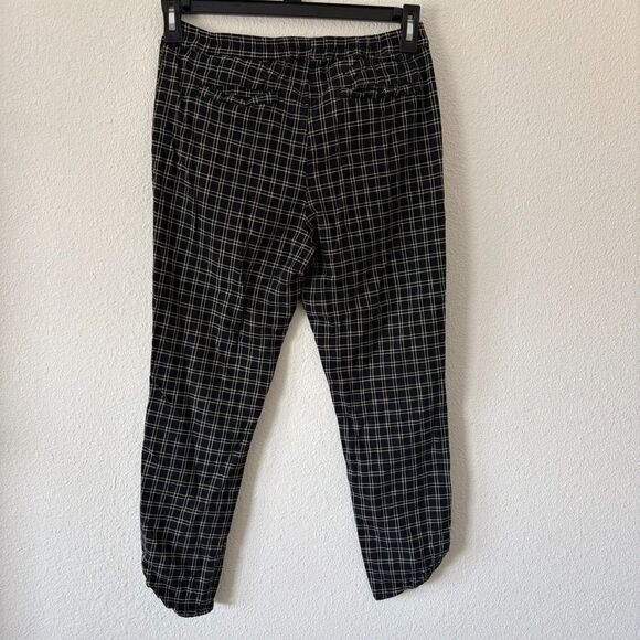 Marine Layer Allison Pant S Black Windowpane Plaid Wide Leg Elastic Waist Tencel - Picture 8 of 9